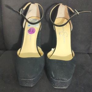 Black sparkle platforms